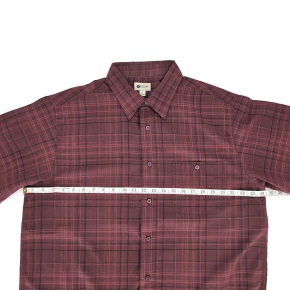 Haggar Clothing Mens Red Plaid Checkered Button Down Short Sleeve Shirt - Size L - Picture 9 of 12